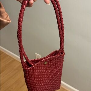 Elegant Red Woven Handbag